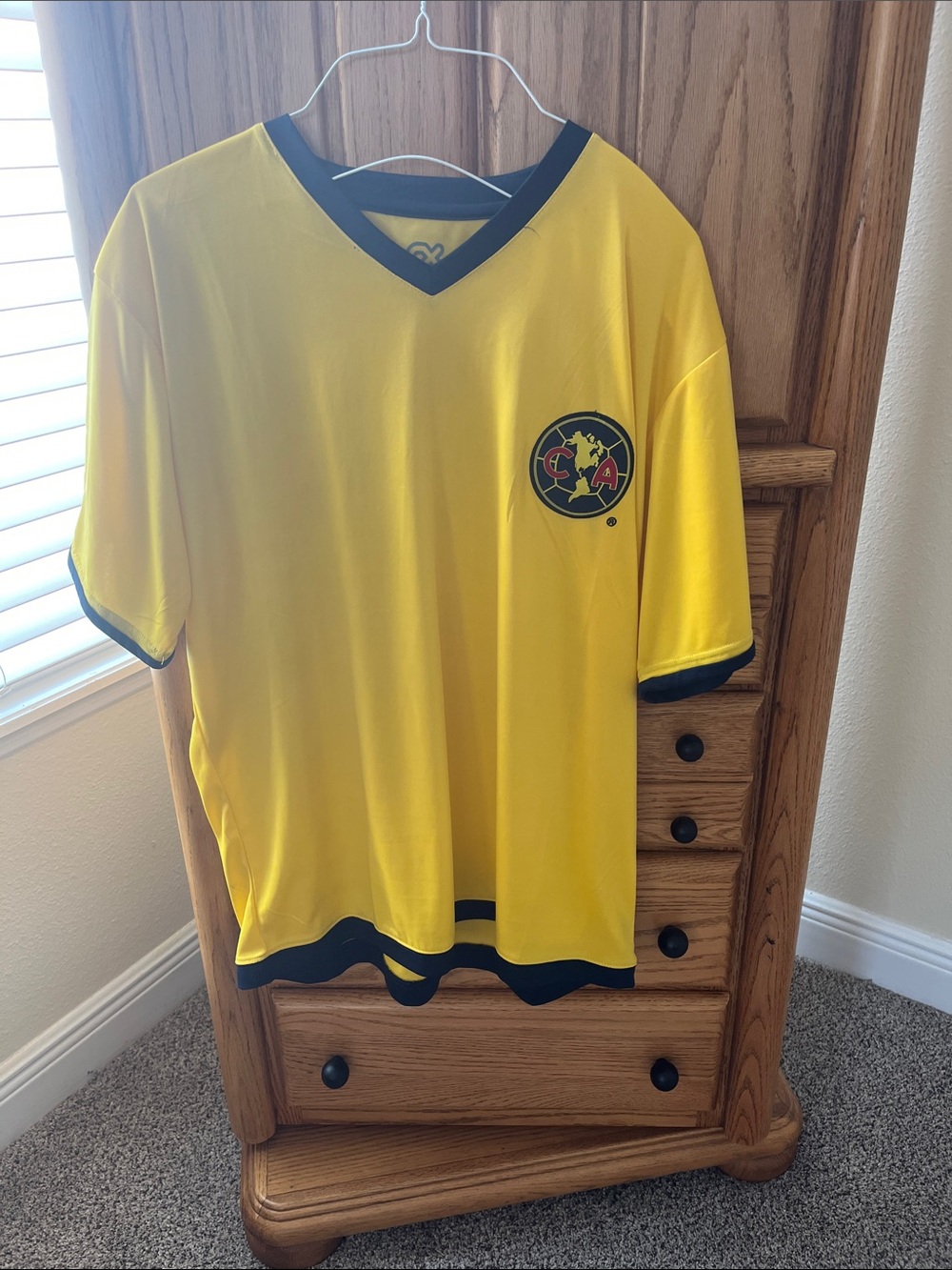 Club América Yellow Soccer Jersey with Navy Blue Trim